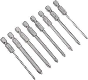 Phillips Bits Set 8pcs 1/4 Inch Hex Shank 2.4PH0-6PH2 Magnetic Cross Screwdriver Bit Set 75mm Length S2 Screw Driver Kit Tools