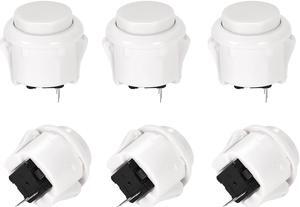 23mm Mounting Hole Momentary Game Push Button Switch Round for Arcade Video Games White 6pcs