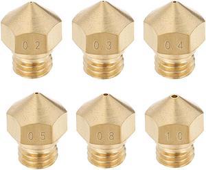 3D Printer Nozzle Fit for MK10,for 1.75mm Filament Brass,0.2mm - 1mm Total 12pcs