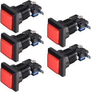 Game Push Button 34x34 Square 12V LED Illuminated Push Button Switch with Micro Switch for Arcade Video Games Red 5pcs