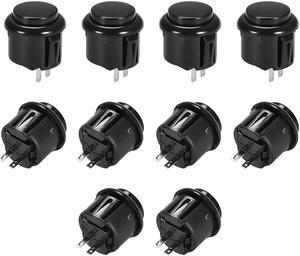 23mm Mounting Hole Momentary Game Push Button Switch Round for Arcade Video Games Black 10pcs