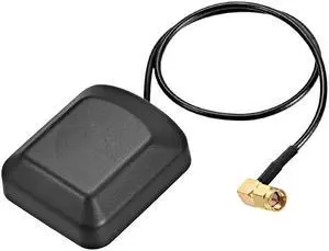 GPS Active Antenna 90-Degree SMA Male Plug 28dB Aerial Connector Cable with Magnetic Mount 0.5 Meter Wire