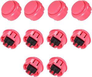 30mm Mounting Hole Momentary Game Push Button Switch  for Arcade Video Games Pink 10pcs