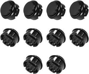 30mm Mounting Hole Momentary Game Push Button Switch  for Arcade Video Games Black 10pcs