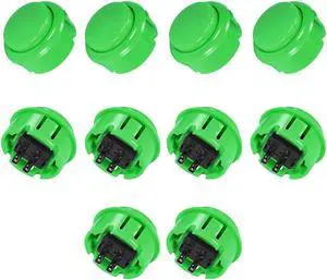 30mm Mounting Hole Momentary Game Push Button Switch  for Arcade Video Games Green 10pcs