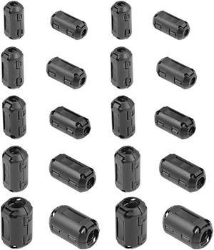 Ferrite Cores Ring 3.5mm 5mm 7mm 9mm 13mm Clip-On RFI EMI Noise Suppression Filter Cable Clip, Black 20pcs