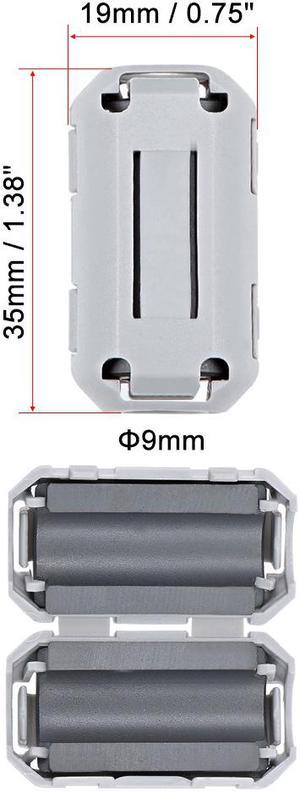 9mm Ferrite Cores Ring Clip-On RFI EMI Noise Suppression Filter Cable Clip, Grey 5pcs