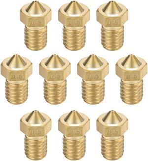 0.5mm 3D Printer Nozzle, Fit V6 Extruder Head, for 1.75mm Filament Brass 10pcs