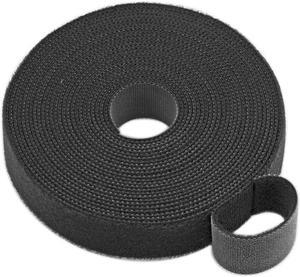 Reusable Cable Ties Hook and Loop Cord Strap 5.5 Yard x 0.8 Inch Black 1 Roll