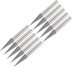 Diamond Burrs Grinding Drill Bits for Carving Rotary Tool 1/4-Inch Shank 6mm Pointed 150 Grit 10 Pcs