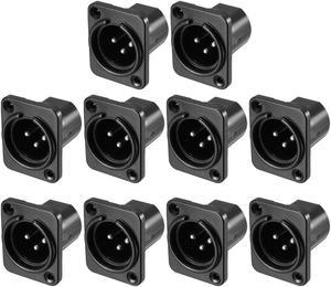 3-Pin XLR Male Jack Panel Mount For Microphone Connector Adapter Converter Audio Speaker Twist Lock 10Pcs YL3064
