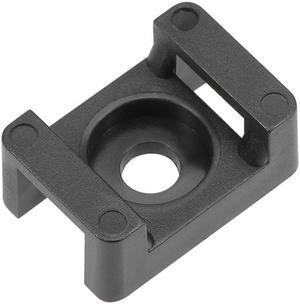 Cable Tie Base Saddle Type Mount Wire Holder Permanently Anchor To Wall Desk 23x16x10mm Black 5mm Hole 50pcs
