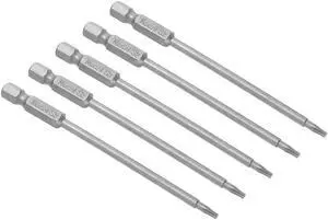 5 Pcs T9 Magnetic Torx Screwdriver Bits, 1/4 Inch Hex Shank 3.93-inch Length S2 Power Tool