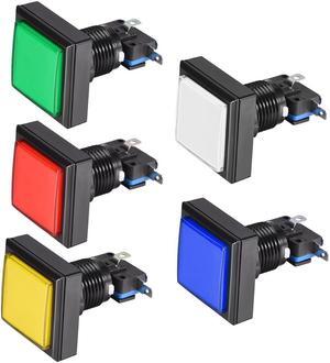 Game Push Button 44x44 Square 12V LED Illuminated Push Button Switch with Micro Switch for Arcade Video 5 Colors 5pcs