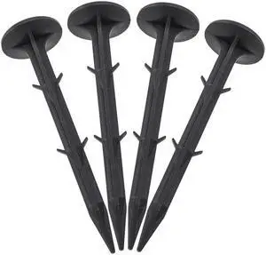 Plastic Garden Stakes Anchors Landscape Ground Nail 160mm 6.3-inch Black 20pcs
