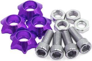 4Pcs Purple Metal 6mm Thread Motorcycle Hexagon License Plate Bolts Screws