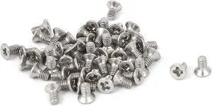 Unique Bargains M2x4mm 304 Stainless Steel Phillips Flat Countersunk Head Machine Screws 50pcs