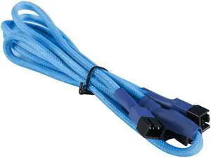 Teal Blue 3-Pin to 4 x 3-Pin Computer Case Black Sleeved Fan Power Y-Splitter Cable for PC Computers