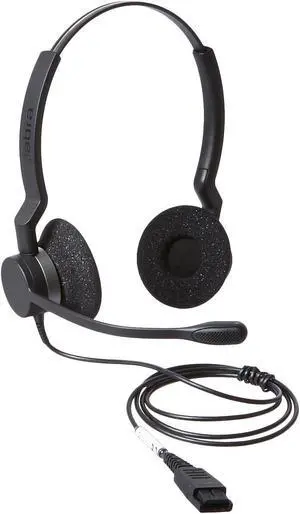 Jabra BIZ 2300 Duo Quick Disconnect (QD) Headset w/Noise Canceling Boom Microphone (Black)