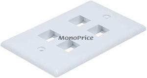 Monoprice 4-Hole 1-Gang Keystone Wall Plate - White