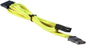Yellow 4-pin to 2 x SATA Cable Power Cord Premium Braided Adapter