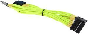 Yellow 4-Pin to 3x SATA Cable Cord Premium Braided Adapter PC Computer