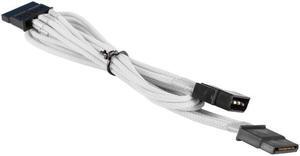 White 4-pin to 2 x SATA Cable Power Cord Premium Sleeved Braided Adapter
