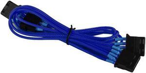 Dark Blue to 3 x 4-pin Cable Premium Braided Adapter PC Computer