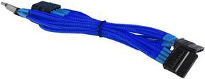 Dark Blue 4-Pin to 3x SATA Cable Cord Premium Braided Adapter PC Computer