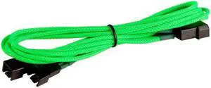 Green 4-pin to 2x 3-Pin Fan Braided Power Cord Cable Adapter PC Computer