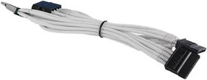 White 4-Pin to 3x SATA Cable Cord Premium Braided Adapter PC Computer
