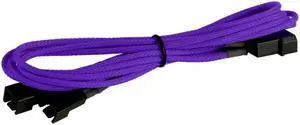 Purple 4-pin to 2x 3-Pin Fan Braided Power Cord Cable Adapter PC Computer