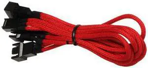 3-Pin PC Fan Power to 3x 3-Pin PC Fan Power - Braided - Red