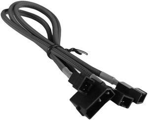 Black 4-pin to 3x 3 Pin 12V Splitter PC Case Computer Cooling Fan Cable Cord Adapter Braided Premium Sleeved