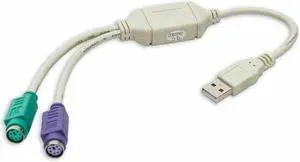 SYBA Split an USB port into PS/2 Keyboard and PS/2 Mouse Adapter SY-USB-PS2