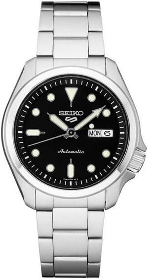Seiko SRPE55  5 Sports 24-Jewel Stainless Steel Watch with Black Dial and White Accents