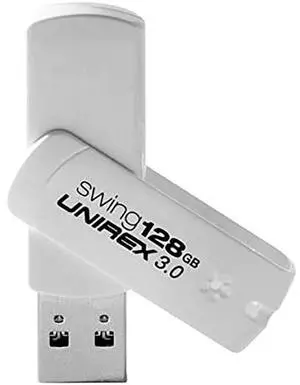 Unirex 128GB USB 3.0 Swing Flash Drive - White Unirex 128GB USB 3.0 Swing Flash Drive - White