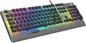 Netis K3101 Wired Mechanical Gaming Keyboard Rainbow Backlit Cherry MX Red Switches Equivalent with Multimedia Wheel for Gaming and Office PC Laptop Desktop Computers