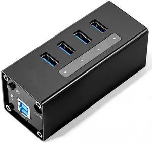 USB Hub Aluminum 4 Port USB3.0 Splitter USB HUB Support BC1.2 Charging with 12V2A Power Adapter for Laptop PC Accessories (Color : Silver) (Black) USB Hub Aluminum 4 Port USB3.0 Splitter USB HUB Support BC1.2 Charging with 12V2A Power Adapter for Laptop PC Accessories (Color : Silver) (Black)