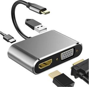 USB Hub Vga Thunderbolt 3 Adapter USB 3.1 with PD Reader Slot USB 3.0 Port (Color : Gray 4in1 VGA HDMI)