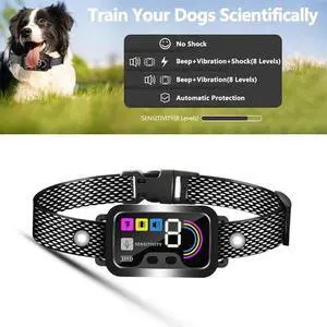 Adjustable Pet Dog Training Collar Rechargeable Shock Vibration Sound Anti Barkfor Large, Medium & Small DogsSmart AIExclusive Forced Bark-Stopping Adjustable Pet Dog Training Collar Rechargeable Shock Vibration Sound Anti Barkfor Large, Medium & Small DogsSmart AIExclusive Forced Bark-Stopping