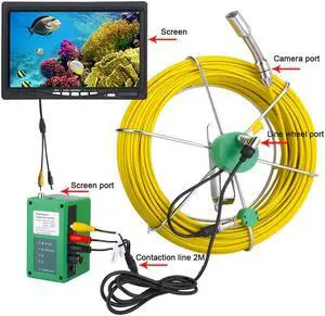 50M IP68 Waterproof Drain Pipe Sewer Inspection Camera System 7"LCD 1000 TVL Camera with 6W LED Lights