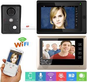 7 inch 2 Monitors Wired /Wireless Wifi Video Door Phone Doorbell Intercom System with  IR-CUT HD 1000TVL Wired Camera Night Vision Remote APP