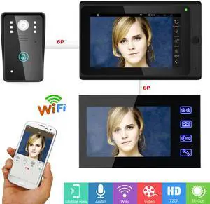 7inch LCD 2 Monitors Wired /Wireless Wifi  Video DoorPhone Doorbell Intercom System with  IR-CUT HD 1000TVL Wired CCD Camera Night Vision