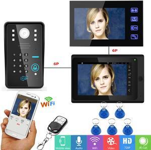 7inch HD LCD 2 Monitors Wired /Wireless Wifi Video Door Phone Doorbell Intercom System