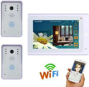 7inch TFT Wired / Wireless Wifi IP Video Door Phone Doorbell Intercom  System with 2 X 1000TVL Wired Camera Night Vision