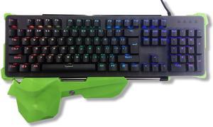 GreenTech RGB Backlit Mechanical Gaming Keyboard with adjustable Green Palm Rest Dust Proof / Splash Proof KB-G9