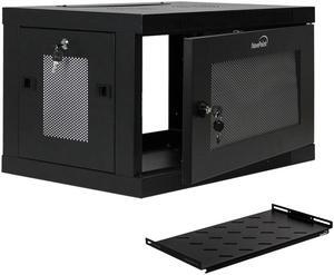 NavePoint 6U Wall Mount Rack Enclosure Server Cabinet 16.5" Deep, Switch-Depth Perforated Door Lock W/Shelf