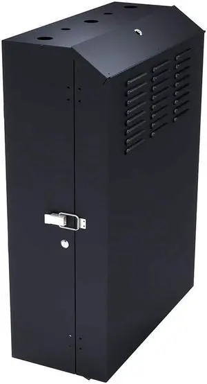 NavePoint 6U Vertical Wall Mount Enclosure, Cold-Rolled Steel, Black (RAL9005) 24.6in (625mm) to 27.5 inches (700mm) Switch Depth, CE Compliant