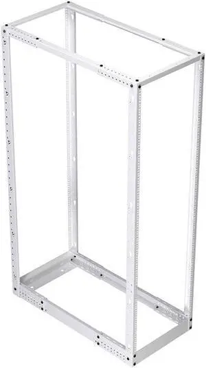 NavePoint 42U Cold Rolled Steel 4-Post Open Frame, White